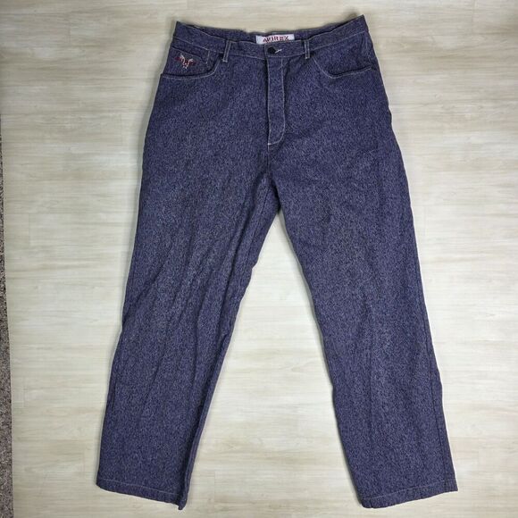 Avirex Denim Purple Jeans Baggy Wide Leg Y2K‎ Vintage Streetwear Men's Size 34